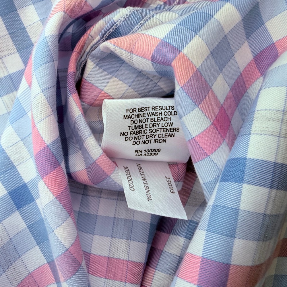 Peter Millar Crown Mens XL Blue Pink Plaid Cotton Button Down Shirt MS21W18NBL - Picture 6 of 9